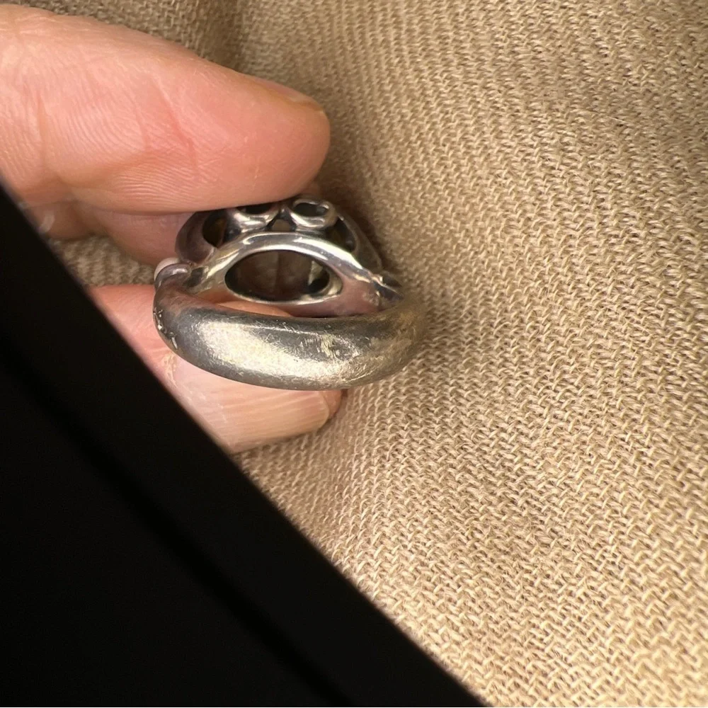 Ann king sterling silver 18K green amethyst/prasiolite pearl butterfly ring - Picture 14 of 16